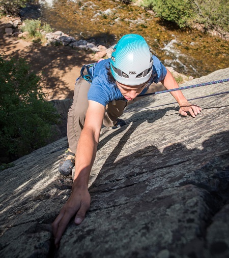 Bill Casson climbing in Eldorado Canyon in 2017. Photo by Will Strathmann