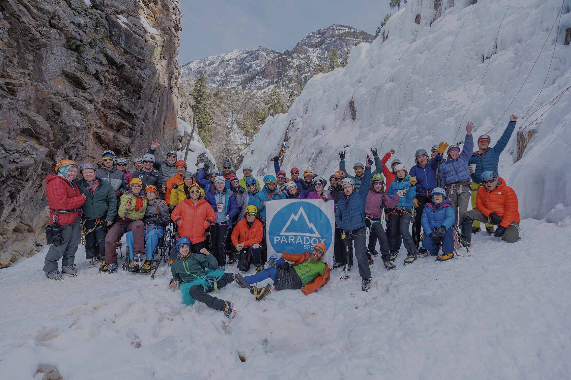 A group shot in Ouray Ice Park