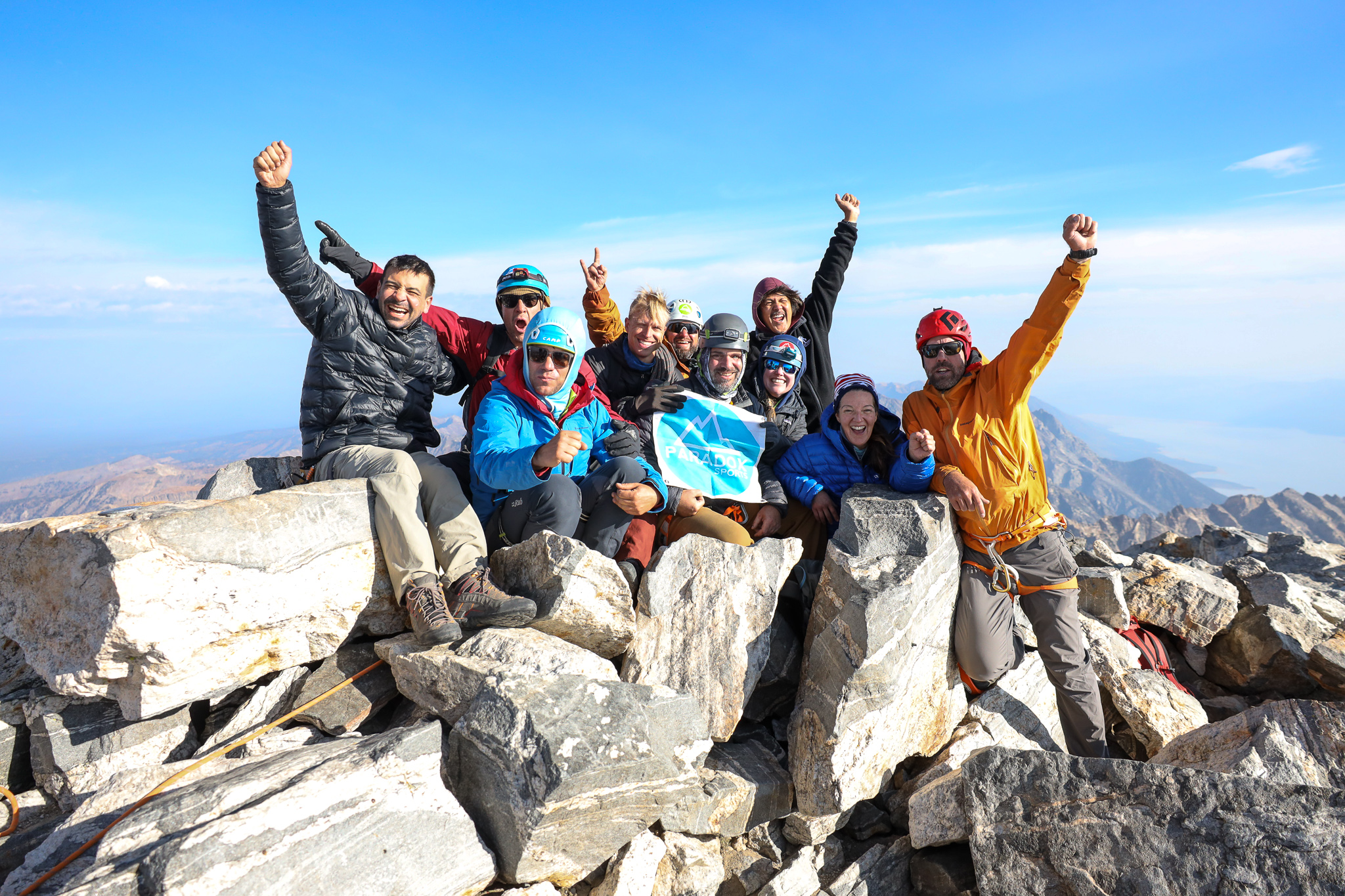 Group photo on top of the Grand Teton