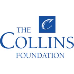 The Collins Foundation Logo, it has the name written in all capitals with a blue text color